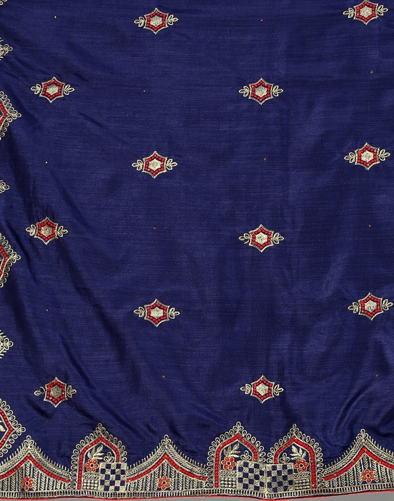Navy Blue Embroidery Saree