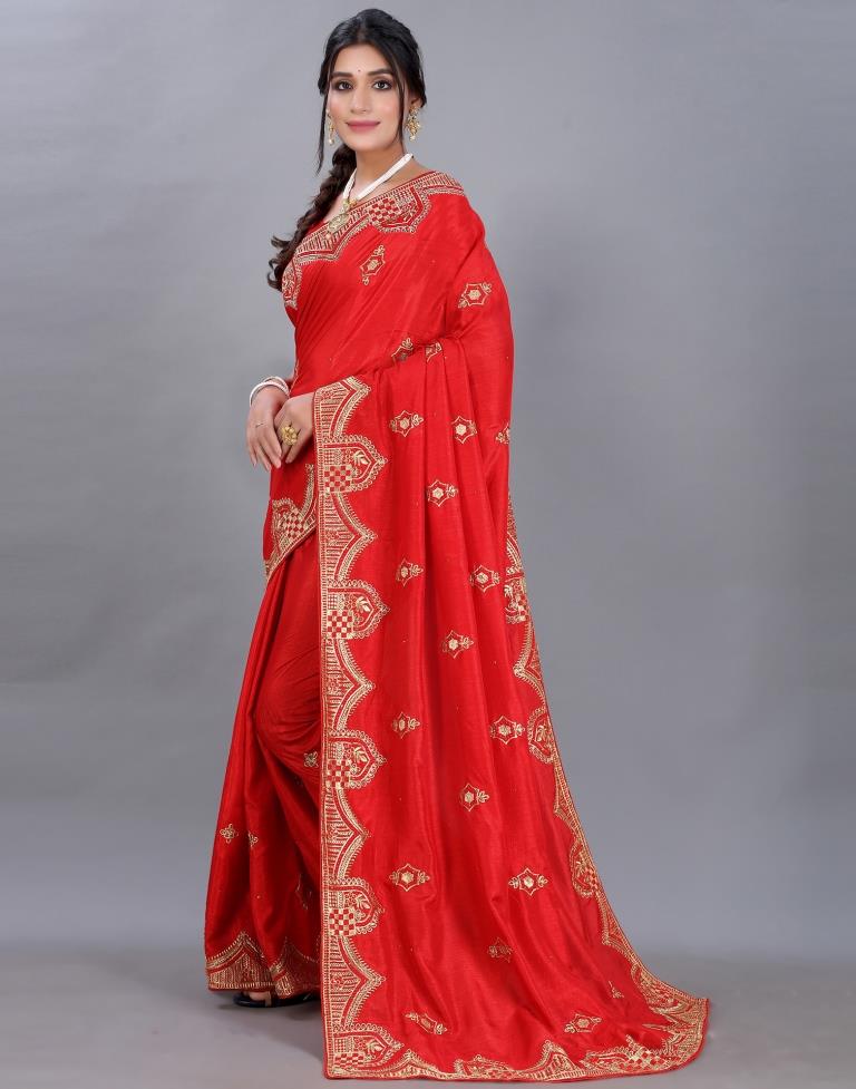 Red Embroidery Saree