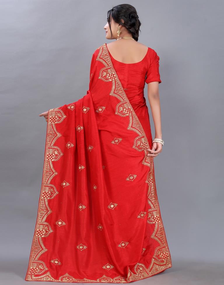 Red Embroidery Saree