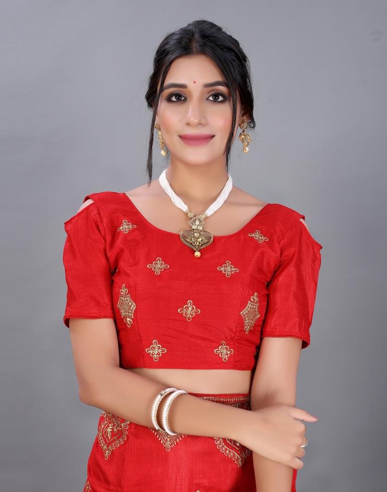 Red Embroidery Saree