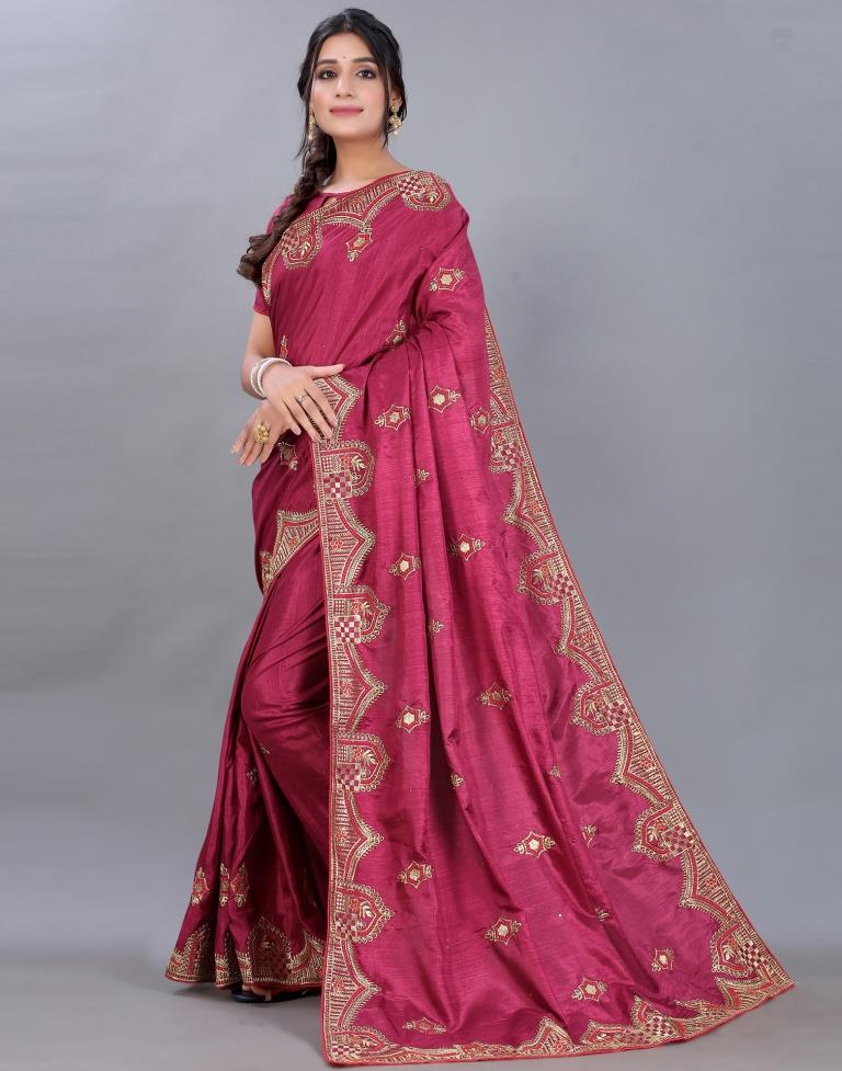 Maroon Embroidery Saree