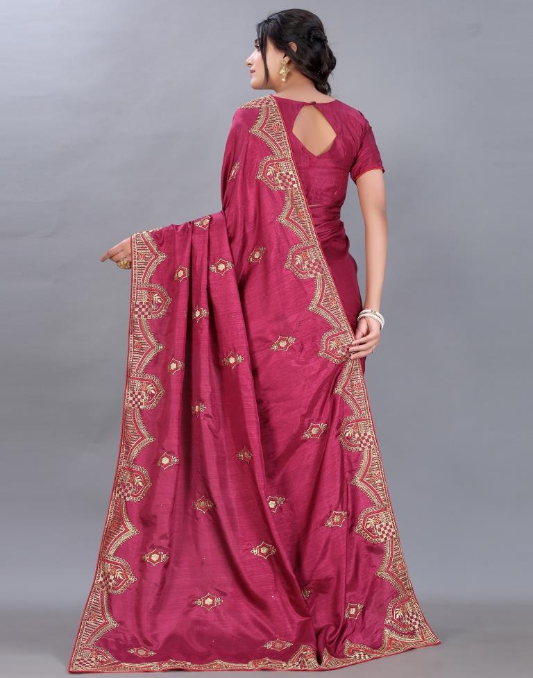 Maroon Embroidery Saree