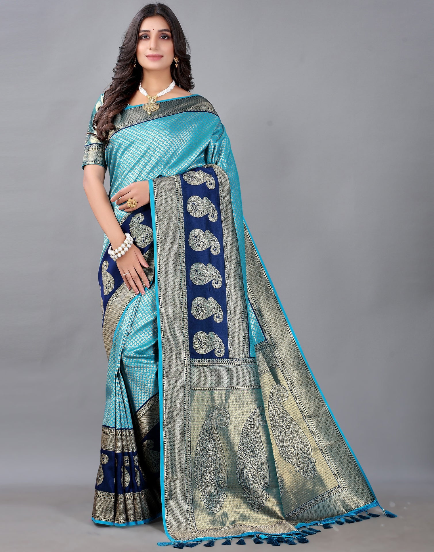 Sky Blue Silk Saree