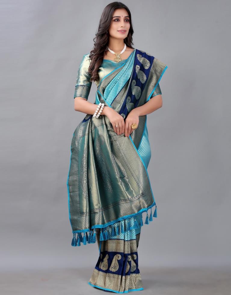 Sky Blue Silk Saree