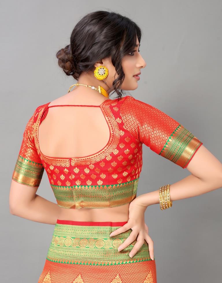 Red And Golden Silk Saree