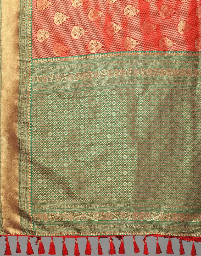 Red And Golden Silk Saree
