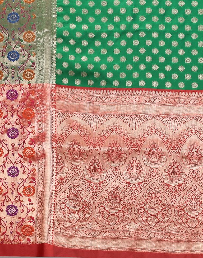 Golden And Green Silk Saree