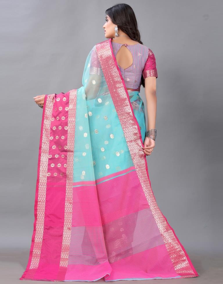 Light Acqua Blue Tissue Silk Saree