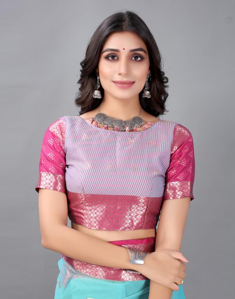 Light Acqua Blue Tissue Silk Saree