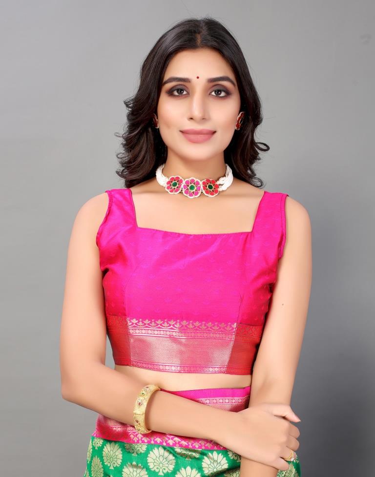 Green And Golden Silk Saree