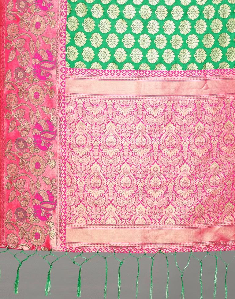 Green And Golden Silk Saree