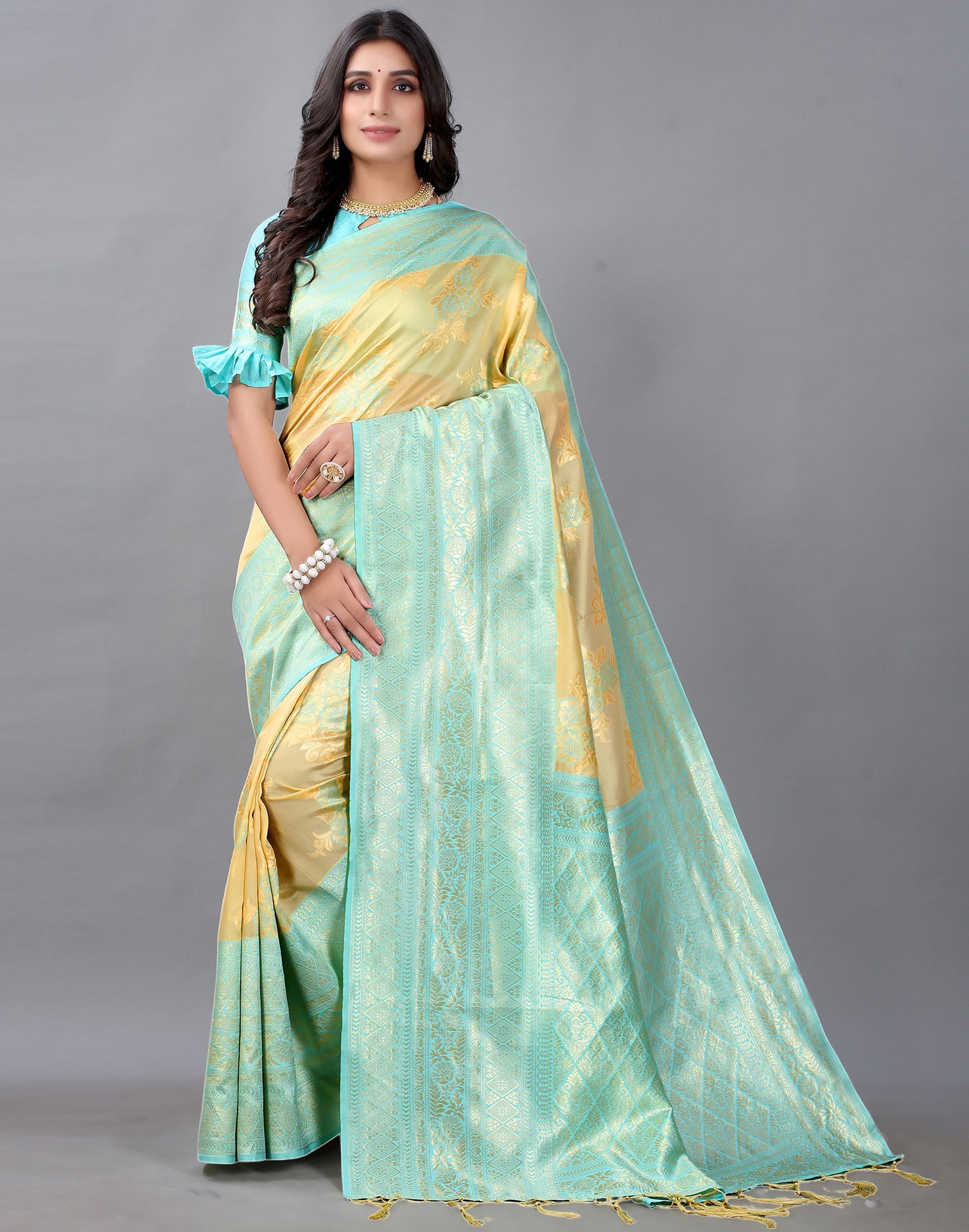 Cream Silk Saree
