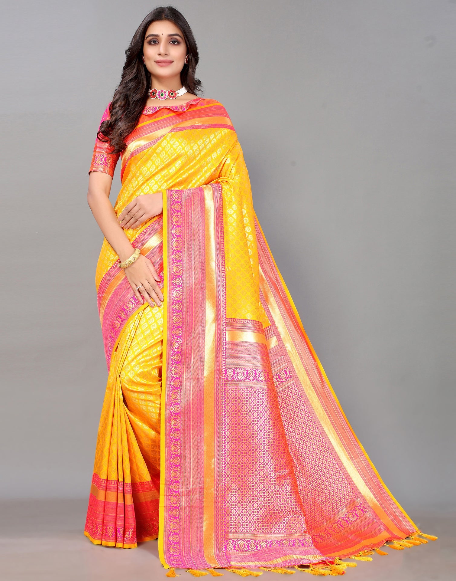 Turmeric Yellow Silk Saree