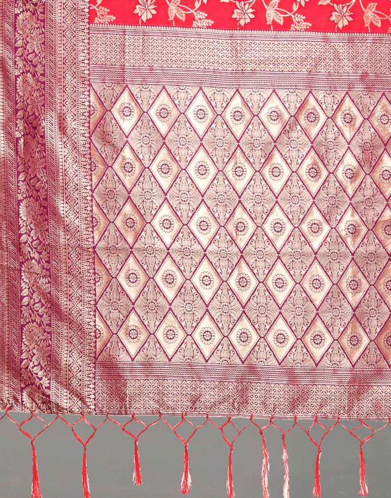 Red And Golden Silk Saree