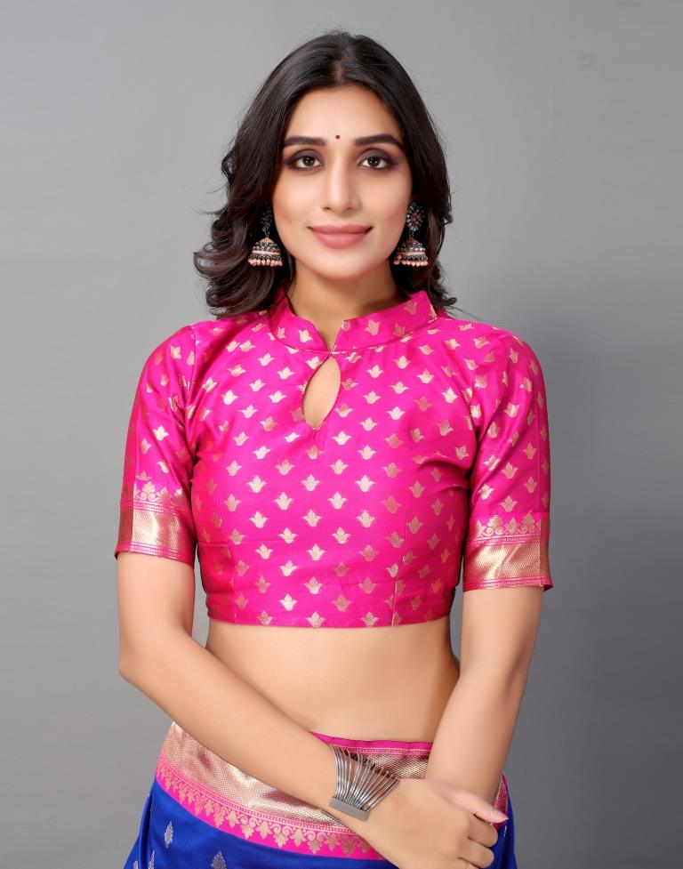 Royal Blue And Golden Silk Saree