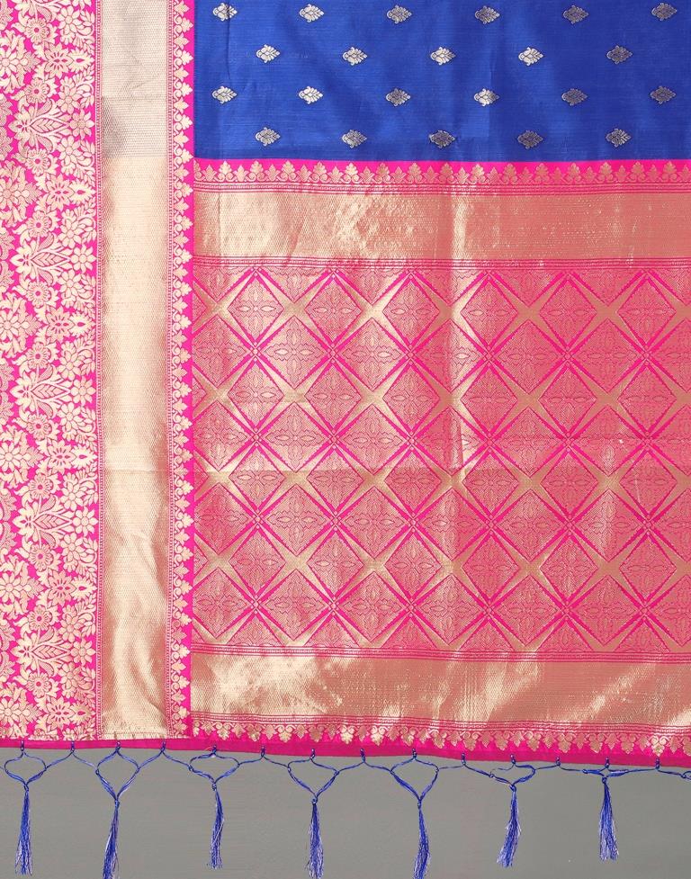 Royal Blue And Golden Silk Saree