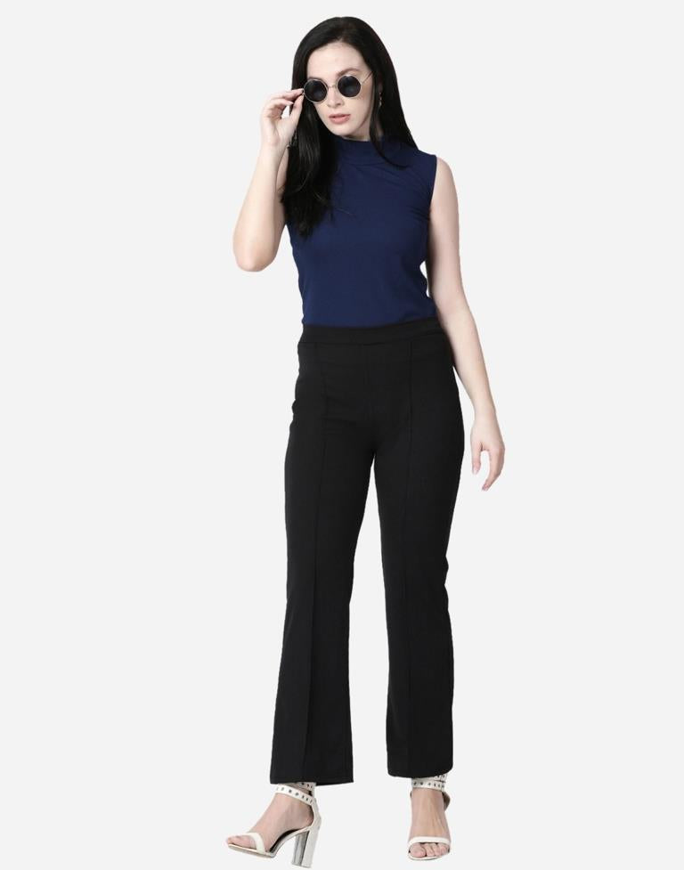 Blue Colored Lycra Knitted Top | SLV242TK5026