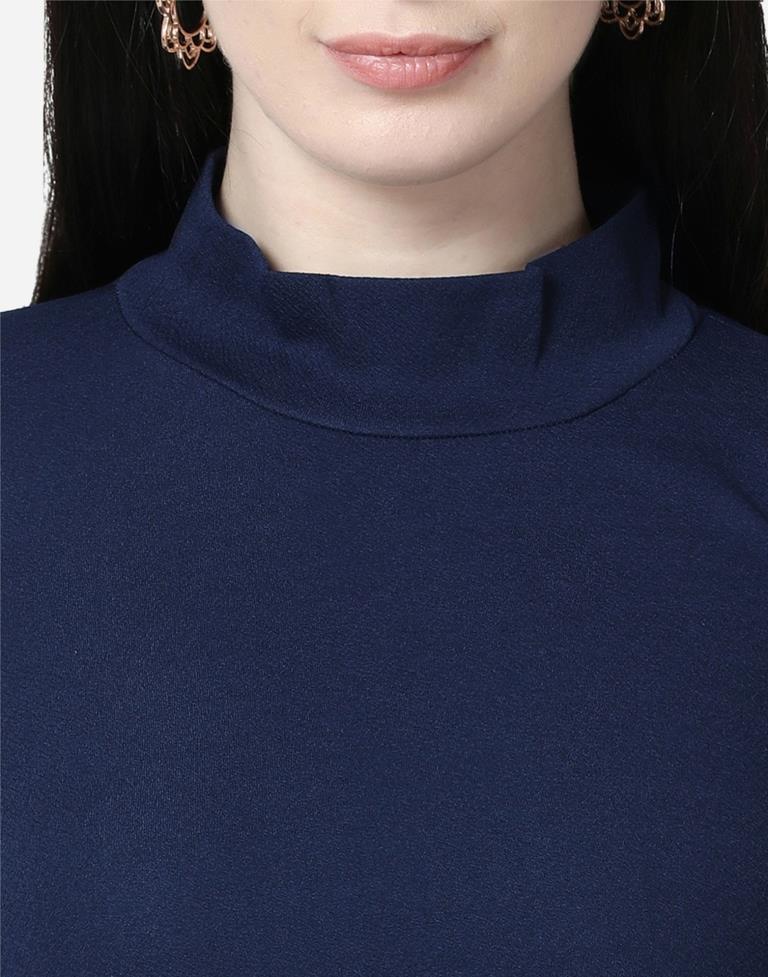 Blue Colored Lycra Knitted Top | SLV242TK5026