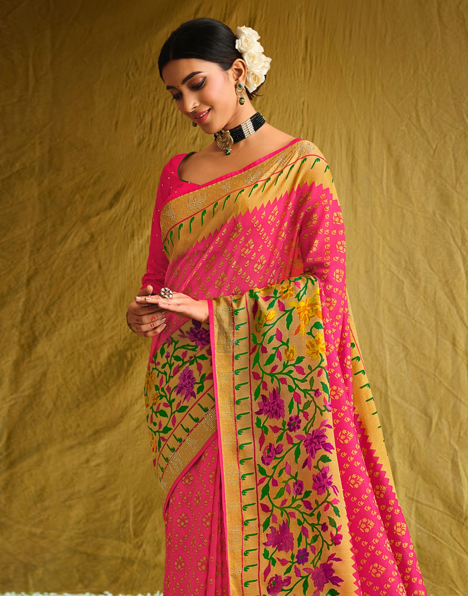 Punch Pink Silk Saree