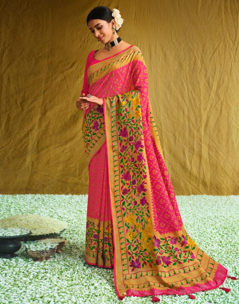 Punch Pink Silk Saree