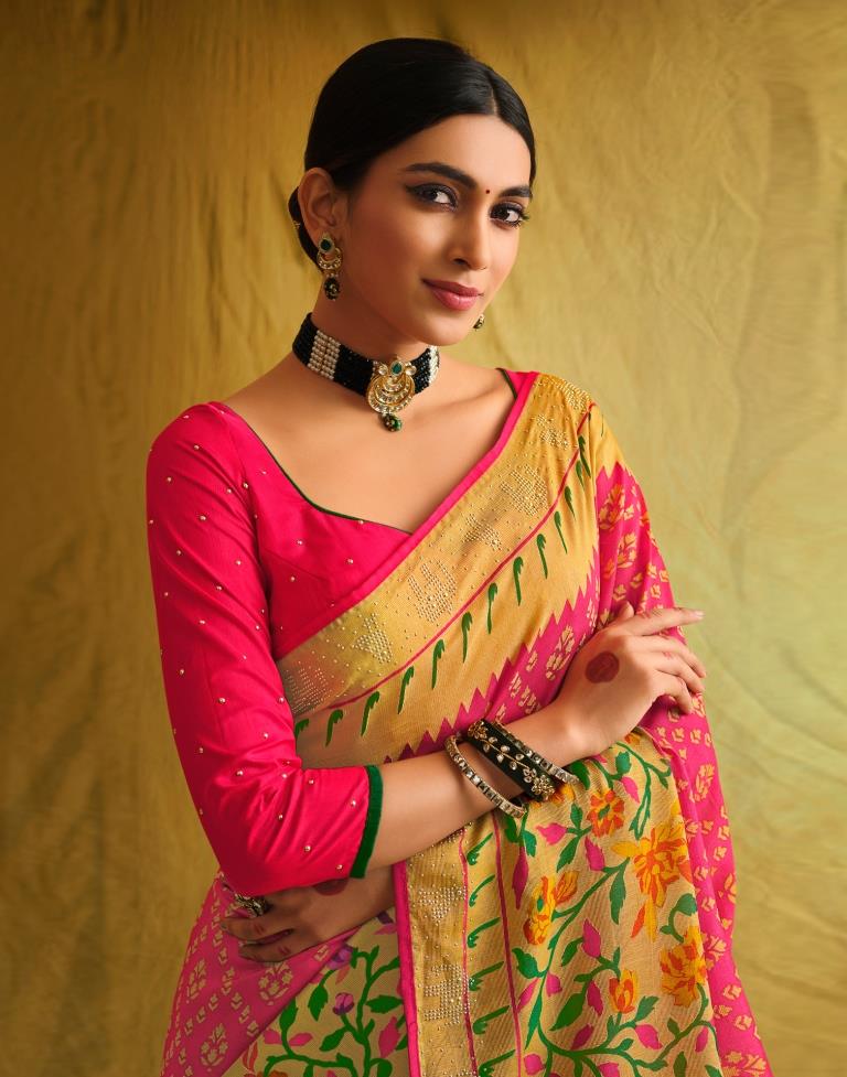 Punch Pink Silk Saree