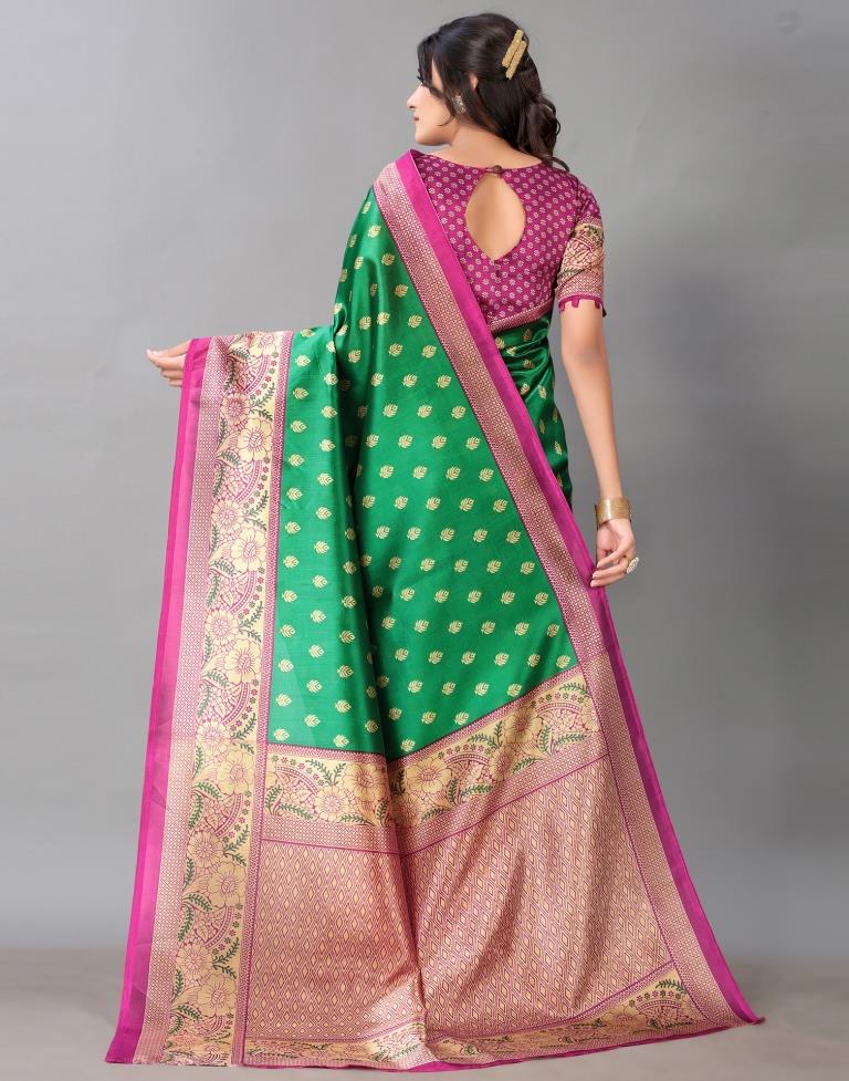 Green And Beige Silk Saree