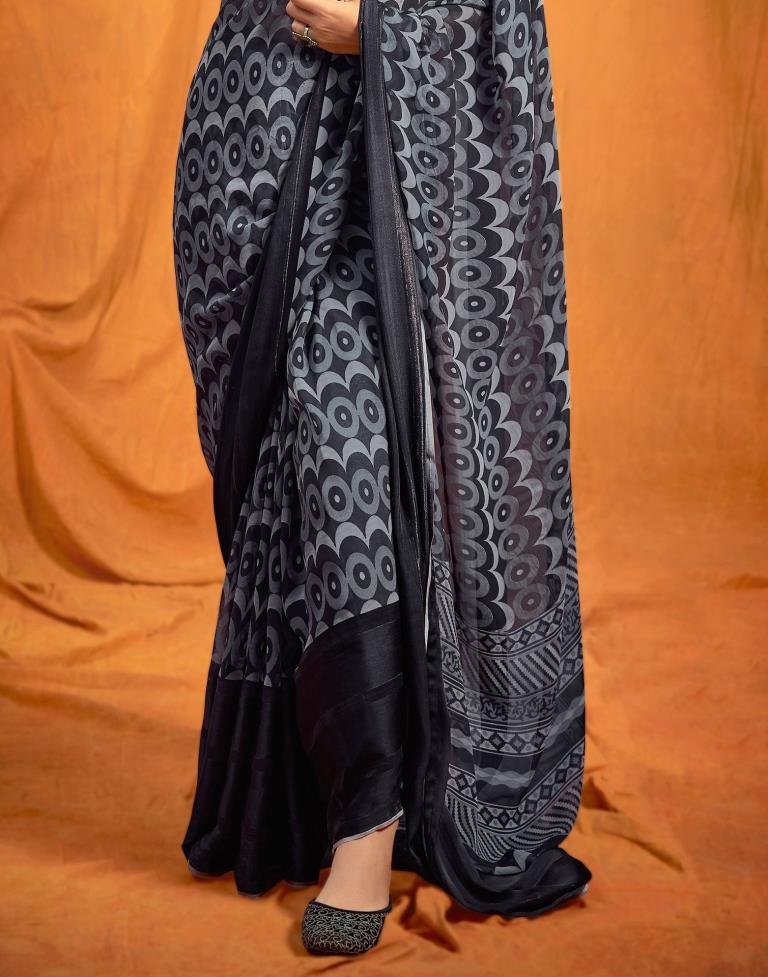 Black And Grey Georgette Saree