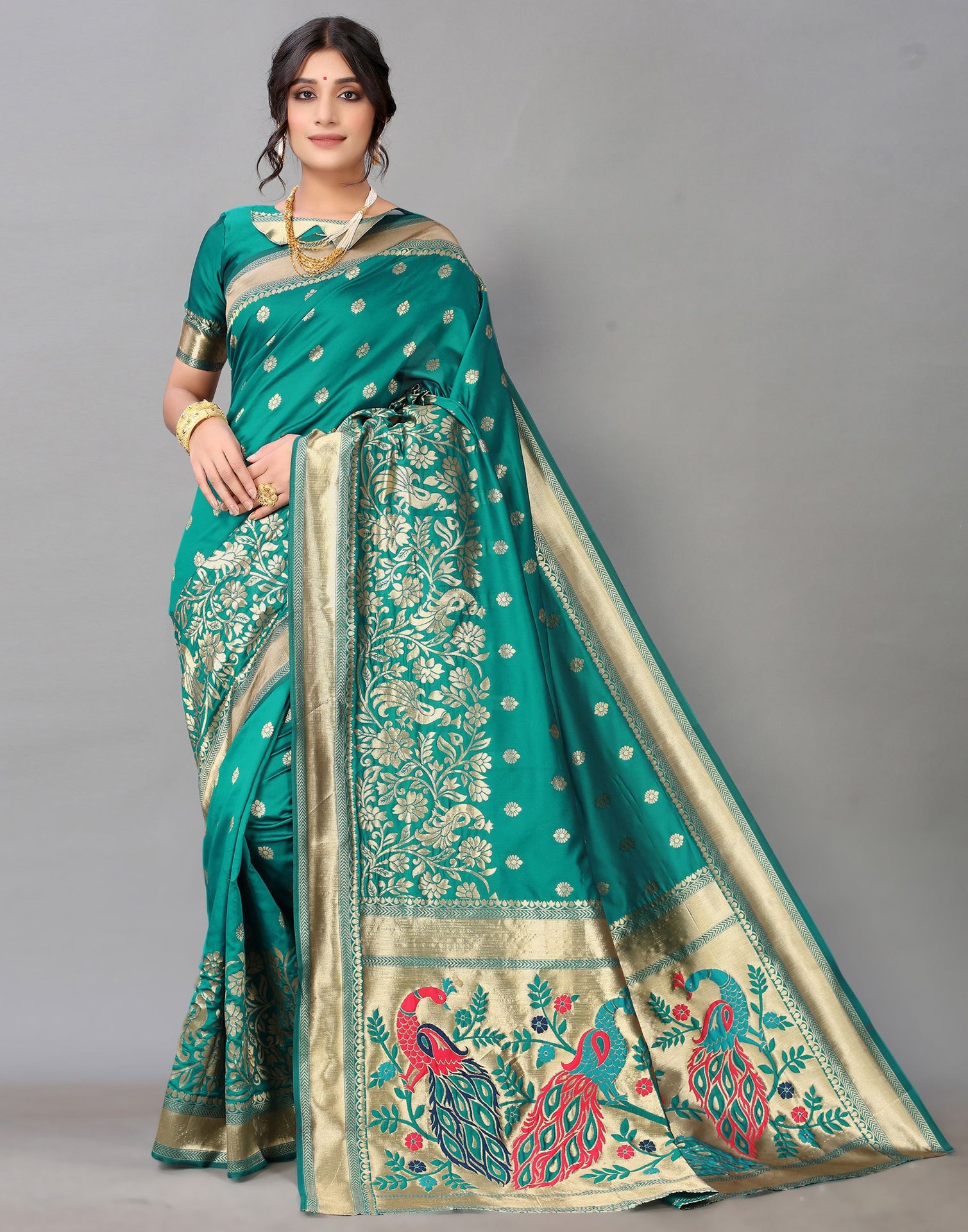 Rama Green Silk Saree