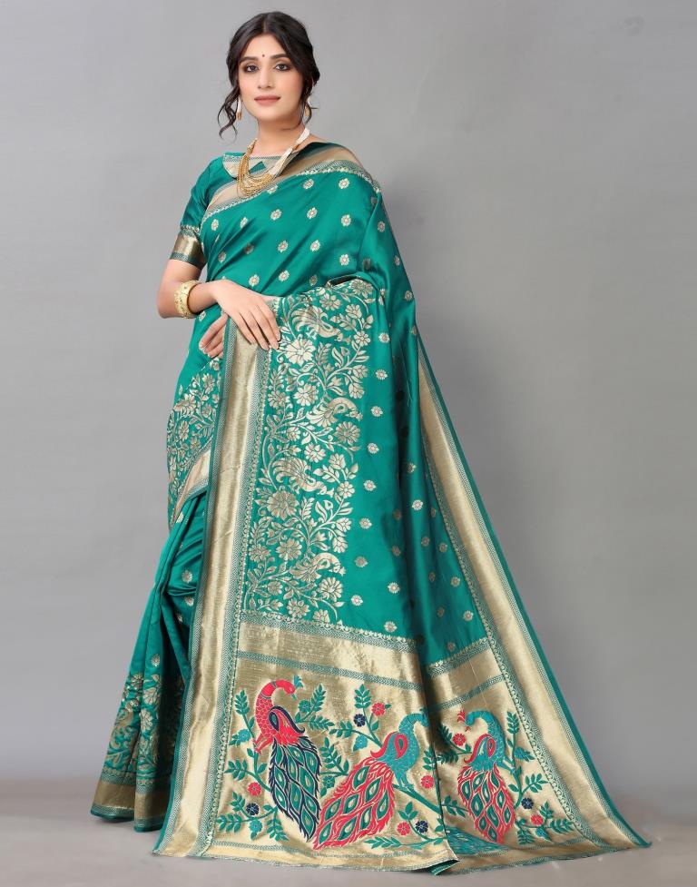 Rama Green Silk Saree