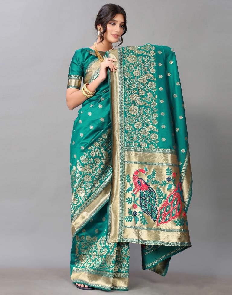 Rama Green Silk Saree
