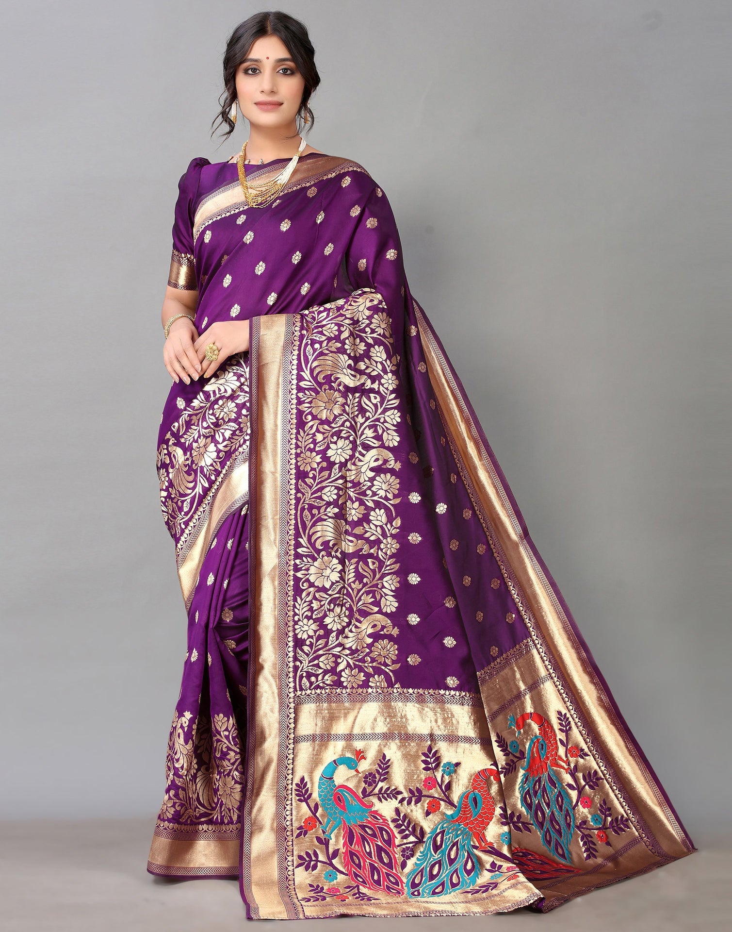 Purple Silk Saree