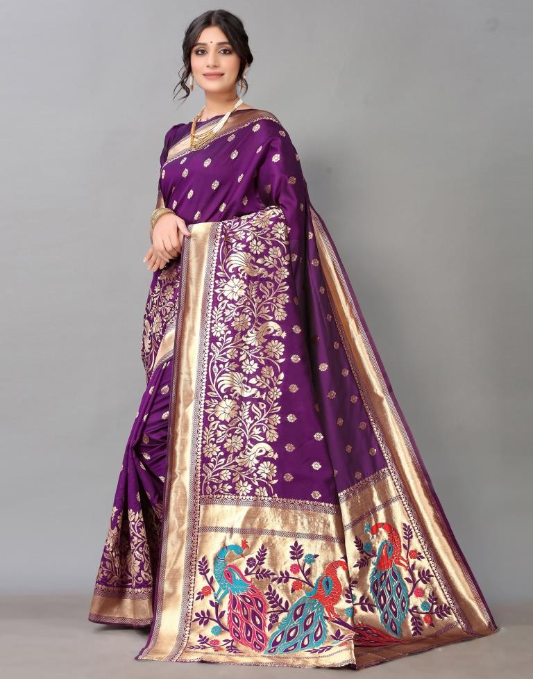 Purple Silk Saree