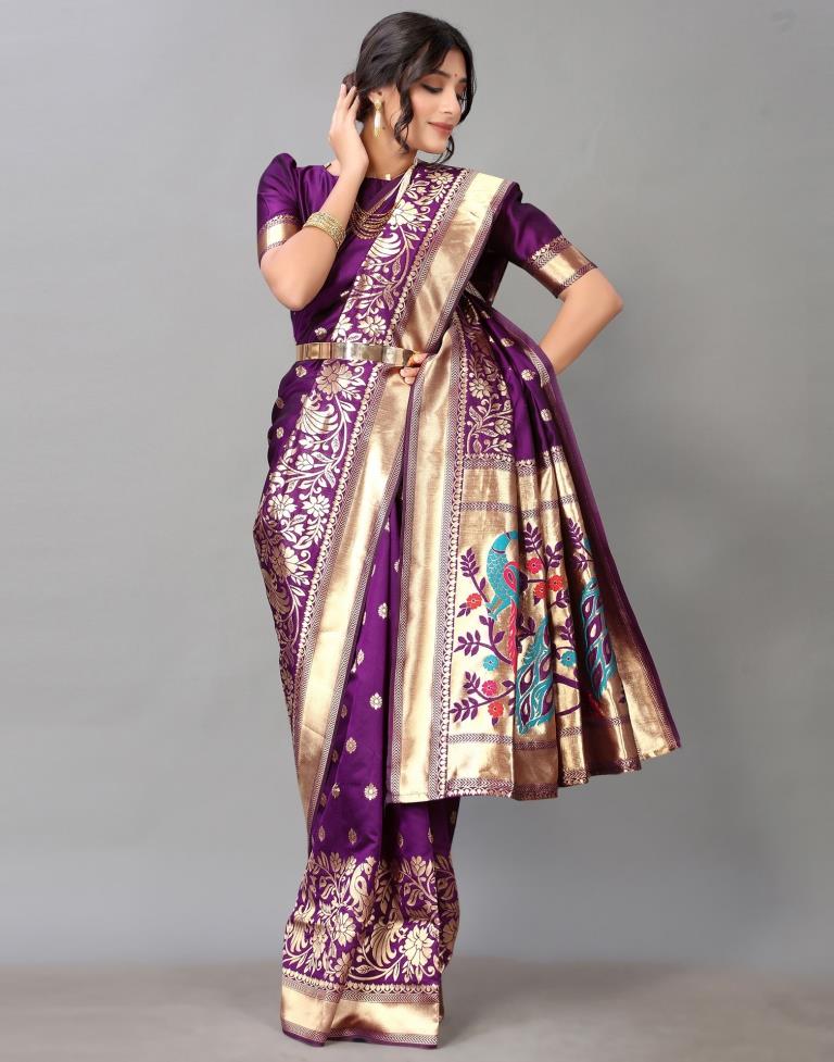 Purple Silk Saree