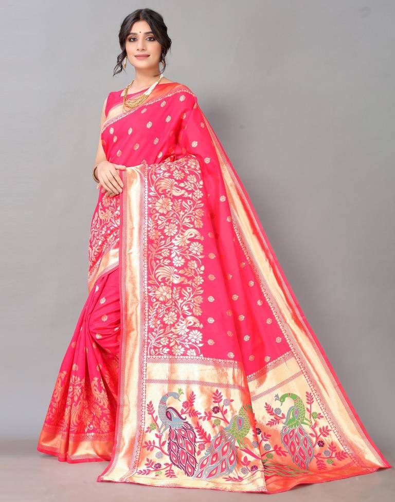 Hot Pink Silk Saree