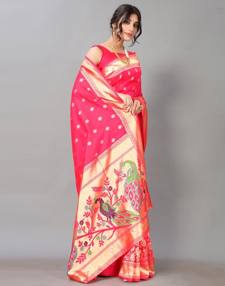 Hot Pink Silk Saree