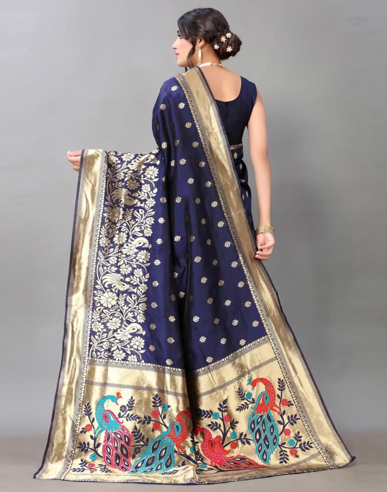 Navy Blue Silk Saree
