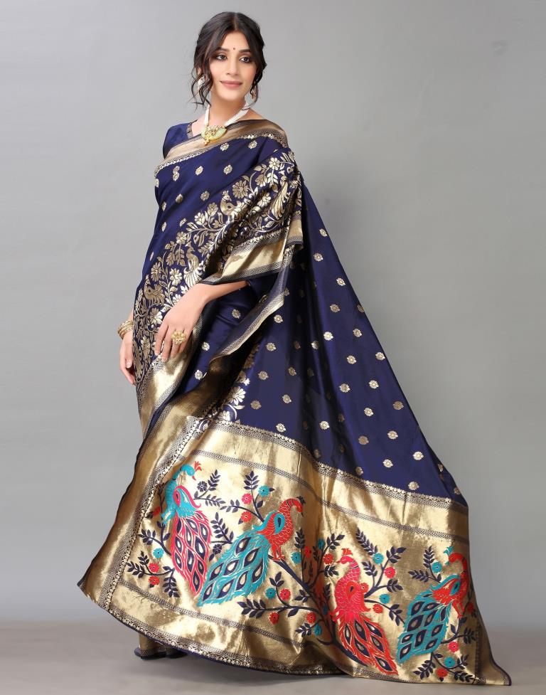 Navy Blue Silk Saree