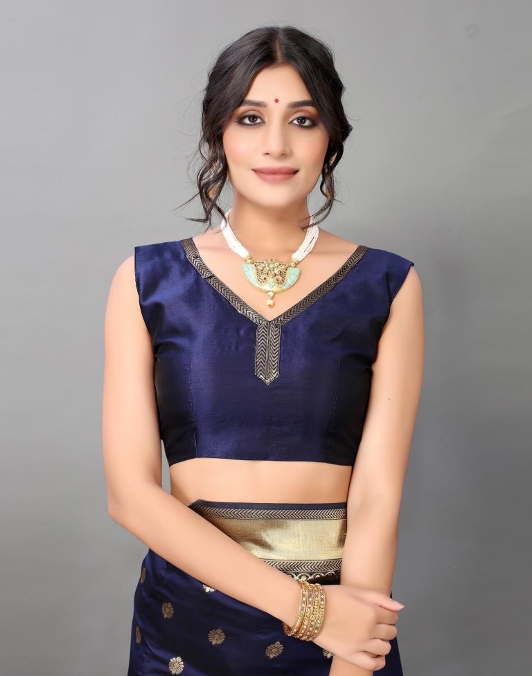 Navy Blue Silk Saree