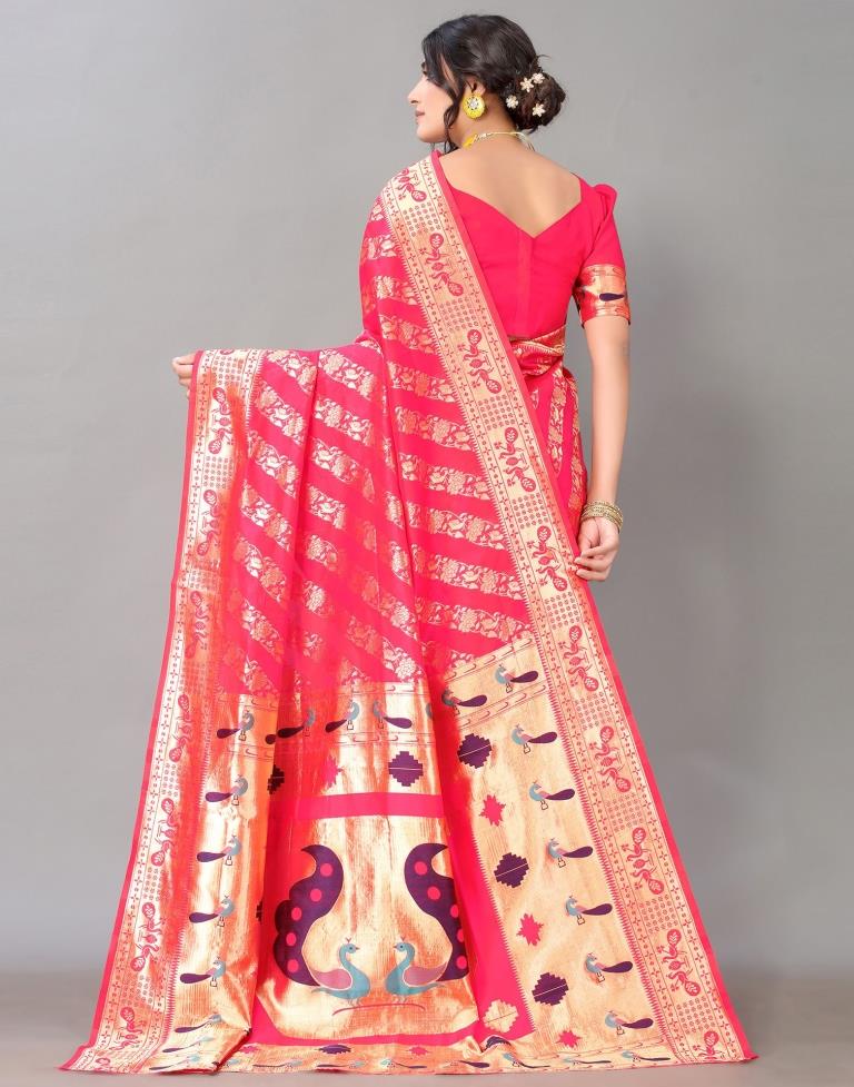 Hot Pink Silk Saree