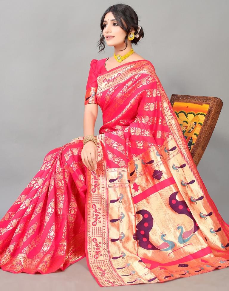 Hot Pink Silk Saree