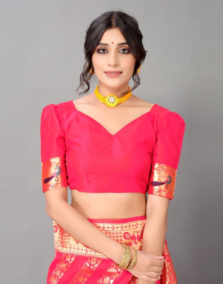 Hot Pink Silk Saree