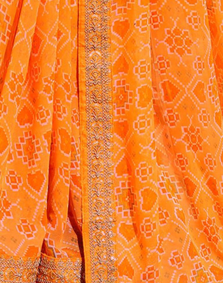 Light Orange And Multicolored Georgette Saree