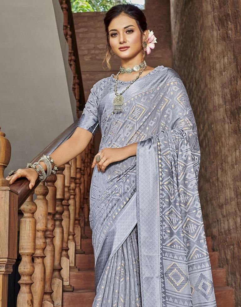 Powder Blue Brasso Saree