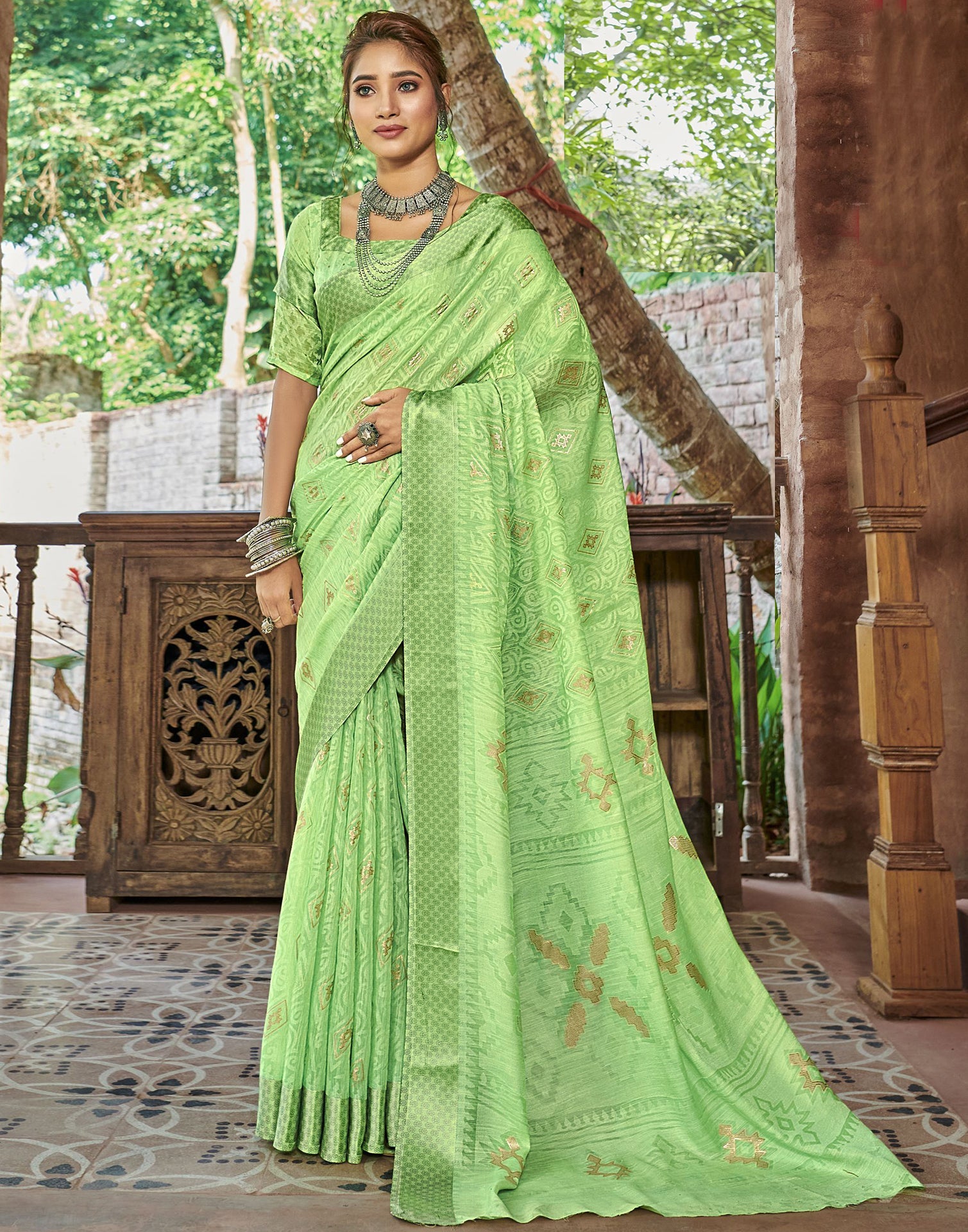 Light Green Brasso Saree