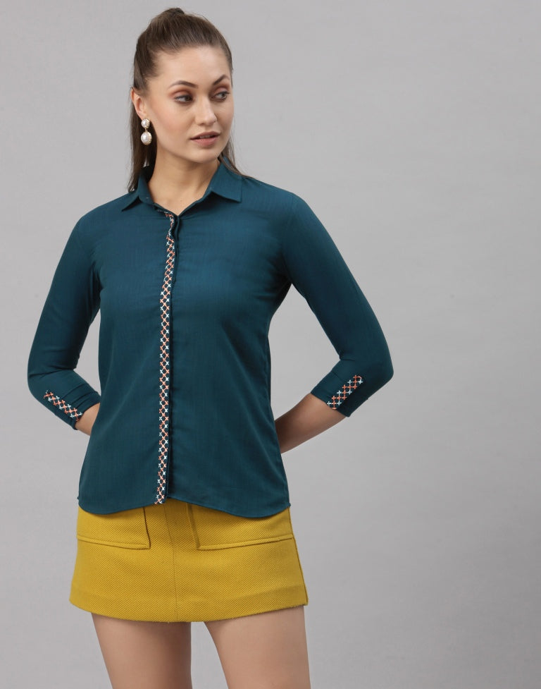 Teal Embroidered Top | SLV251TK4061