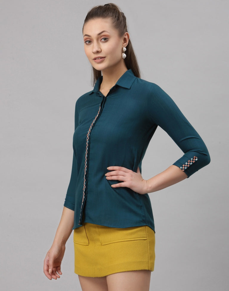 Teal Embroidered Top | SLV251TK4061