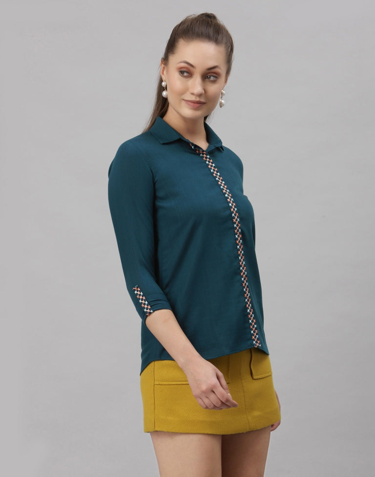 Teal Embroidered Top | SLV251TK4061