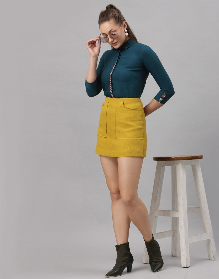 Teal Embroidered Top | SLV251TK4061