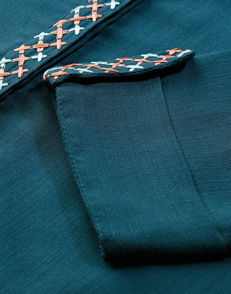 Teal Embroidered Top | SLV251TK4061