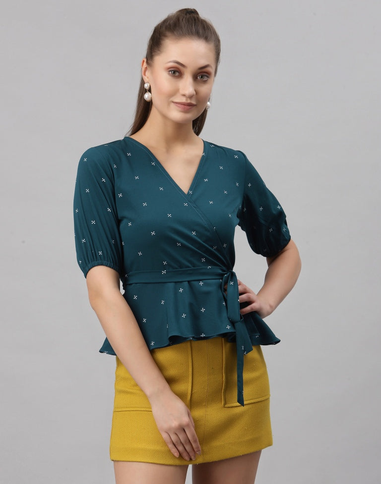 Teal Printed Top | SLV251TK4063